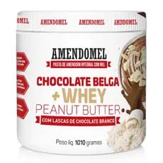Pasta de Amendoim Amendomel 1010g Chocolate Belga + Whey Protein Amendoim + Mel