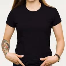 Camiseta Básica Feminina Malha Fria  Preta p/ o Dia a dia Lisa preta