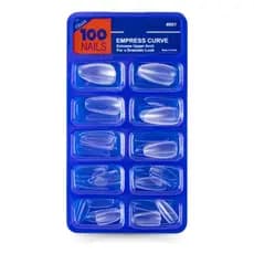 Kit 100 Unhas Postiças Almond Amendoada Curta Realista Transparente Leitosa