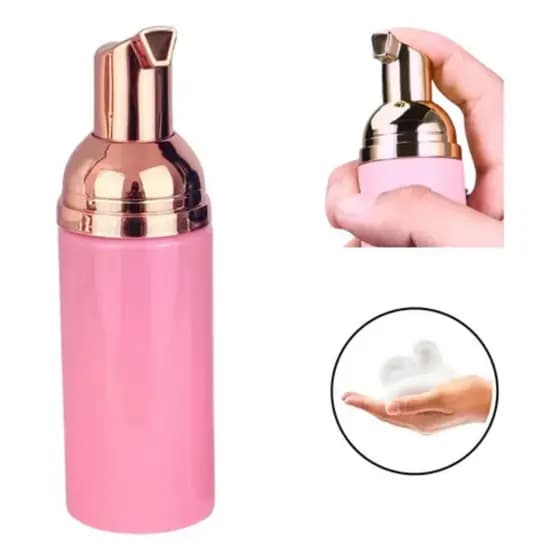 Frasco Pump Espumador Rosa com Rose Gold 60ml