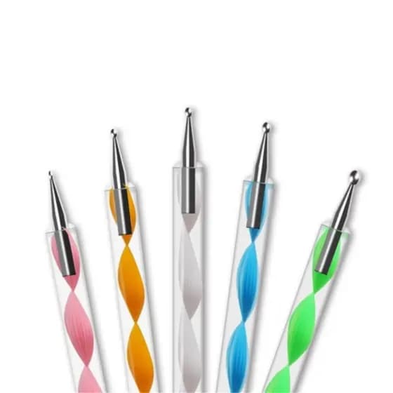 Kit 10 Boleadores em 5 Pincéis De Unha com Ponta Dupla Decoração de Unhas Profissional
