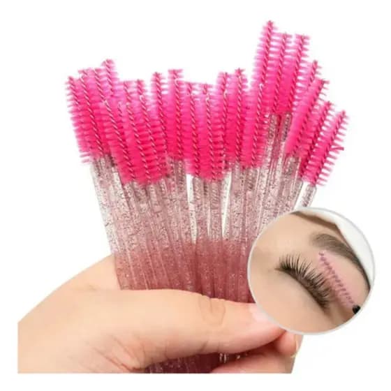 50 Escovinhas Com Glitter Extensão De Cilios E Sobrancelha Descartáveis Lindas