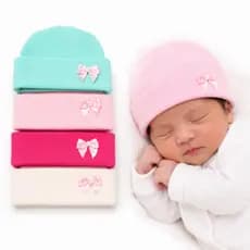 Kit 3 Toucas Bebe Menina Touca Recém Nascido Premium - Algodão Macio - Touca Saída Maternidade Bebê