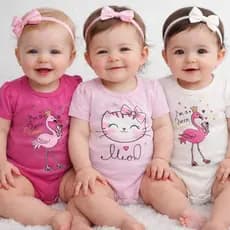 Kit com 3 Body Bebê Menina Algodão Confortável Manga Curta Roupa Infantil Bebe