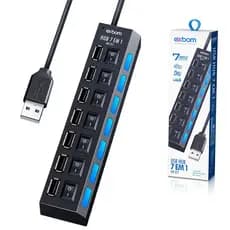 Hub de Expansão USB 2.0 7 em 1 com Interruptores Liga e Desliga UH-2S7 EXBOM