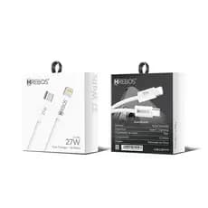 Cabo Pure Charge HREBOS CB-385i, USB-C para Lightning, 27W Nylon Trançado Alta Velocidade
