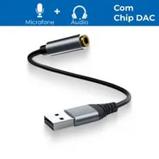 Placa de Som Usb P2 P3 Fone Microfone Headset 3.5mm Pc Notebook Placa de áudio Adaptador Usb para P3