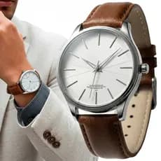 Relógio Masculino Pulseira De Couro Marrom Resistente À Água Barato Casual Luxo Clássico Minimalista
