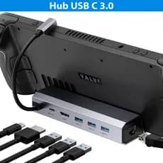 Hub Steam Deck Dock Station Suporte Base Rj45 Hdmi 4k 60hz Para Rog Ally Legion Go Msi Claw Nintendo