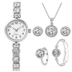Kit Relógio Feminino Prata Original  Pequeno Vintage Aço Analógico Bracelete  Delicado Luxo Presente