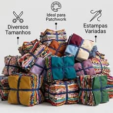 Retalhos Lisos e Estampado de Tecido para Artesanato com Retalho Pacote com 2 kilos Diversos