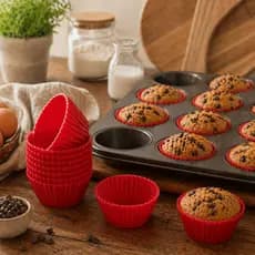 Kit 12 Forminhas de Silicone para Cupcake Reutilizáveis Antiaderentes Resistentes ao Calor