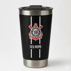 Copo Térmico Personalizado Timão – Caneca Inox termica com Tampa Nome Personalizado