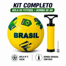 Kit Bola de futebol copa do mundo seleção brasileira brasil Campo N5 + bomba de encher verde amarela