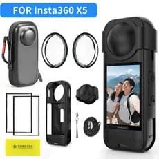 Kit De Acessórios De Câmera Para Insta360 X5 Protetores De Lente De PC E Protetor De Tela Capa De Silicone Mini Bolsa De