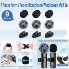 Mini Pára-Brisas Peludo Sem Fio E Conjunto De Capa De Espuma Para Microfone De Lapela Com Clipes Acessórios