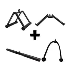 Kit Puxador Reto 50cm + Triângulo + Corda Tríceps + Morcego