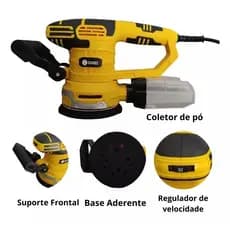 Lixadeira roto orbital excentrica 450w Profissional P/ Madeira e Parede Massa Corrida