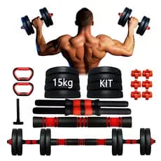 Kit Halteres E Anilhas Kettlebell Ajustáveis De 15kg Para Academia Preto