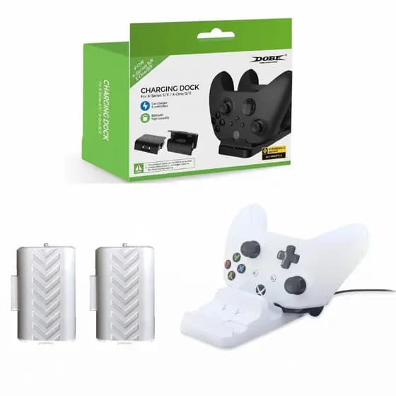 Dock Carregador Duplo Controle + 4 tampas Compatível com Controle Xbox One Series S/X