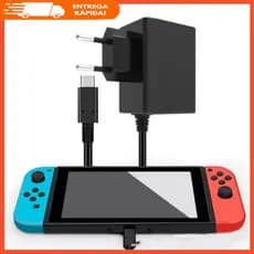 Fonte de Alimentação Ac Energia Bivolt Carregador Compatível com Console Nintendo Switch e Controle