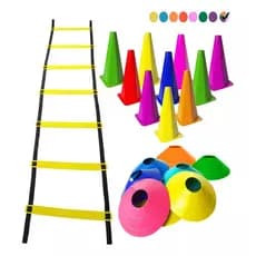 Kit Treino Funcional Futebol Agilidade Cones Pratos e Escada
