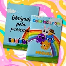 Livreto 8 Paginas Para Colorir Festa Infantil Tema Personalizado Bolo fofos Livrinho