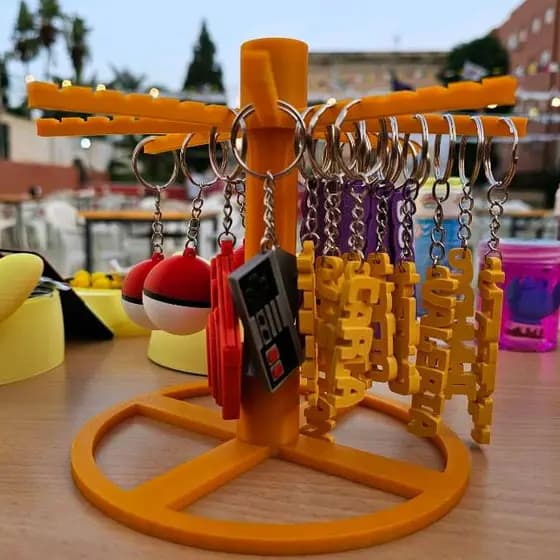 Suporte Porta Chaveiro Giratório Display de Mesa com 8 Braços Organizadores