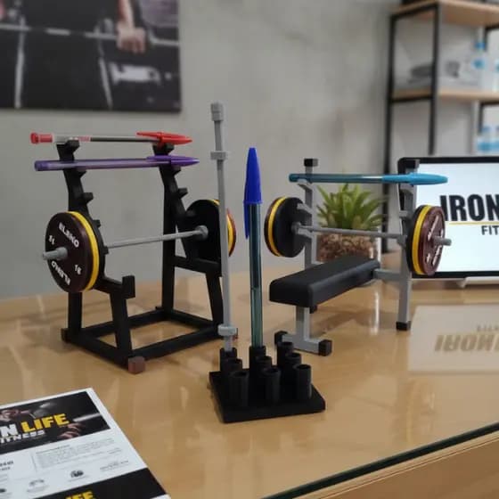 Kit Organizador Porta Canetas Rack Supino + Banco Supino - Organizador de Mesa Fitness