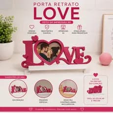 Porta Retrato Love 3D Personalizado - Presente Romântico - Dia dos Namorados