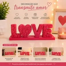 Letreiro Decorativo Love Amor Coração Romântico Decoração 3D Dia Dos Namorados