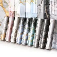 Papel Adesivo Mármore Vinílico Lavável Autocolante Dourado Brilhante Luxo Sala Cozinha Banheiro