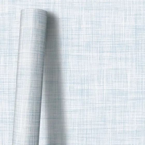 Papel de Parede Adesivo Linho Azul Claro Tecido Minimalista Autocolante Lavável Para Quarto Sala