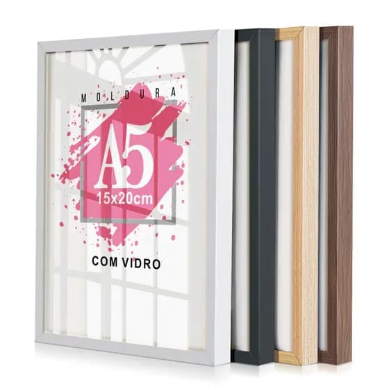 Moldura Quadro A5 15x20 Com Vidro Para Pôster Fotografia Certificado