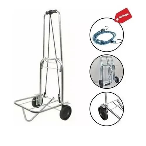Carrinho De Carga Dobrável Bagagem Cooler 100 kg com Cordinha Elástico Portatil
