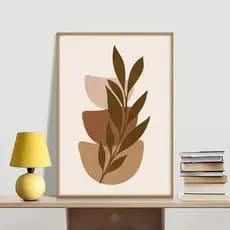 Quadro Decorativo Terracota Folha Minimalista Quarto Sala Planta Azul Marrom Rosa Bege Individual A3