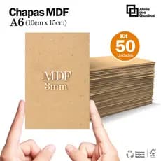 Kit 50 Chapas De Mdf Cru 3mm 10x15 Cm A6 Quadro E Artesanato