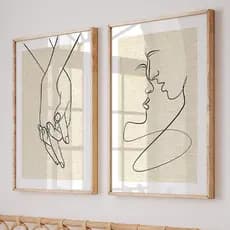 Quadro Decorativo Para Quarto Casal Amor Mãos Dadas Minimalista Com Moldura