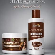 Kit Shampoo e Máscara Tonalizante Chocolate Matizador Acobreado Chocolate Morena Iluminada - S/ Amônia 2x300ml