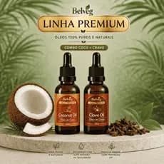 Kit Óleo de Coco e Cravo Belveg 100% Vegetal Cabelo Pele Barba Hidratação Nutrição