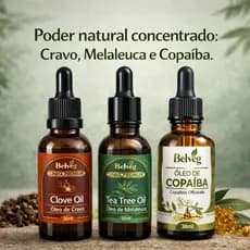 Kit 3 Óleos Contra Fungos e Micose |Copaíba, Melaleuca, Cravo|30ml Ação Antisséptica e Cicatrizaçao