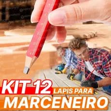 Jogo 12 Lápis de Marceneiro Profissional Carpinteiro Pedreiro Drywall Construção Civil