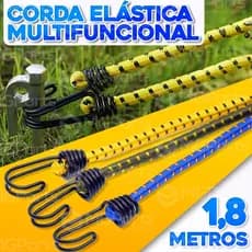 Corda Elástica Grossa 10mm Resistente 1,8Mts Multifuncional Bagageiro Moto Bike Carro Multiuso