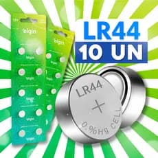 Pilha Botão LR44 Alcalina 10 Un Elgin 1.5v Cartela com 10 Unidades