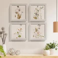 Quadro Decorativo Flor Campo Boho Hall Sacada Área com Moldura e Vidro Delicado