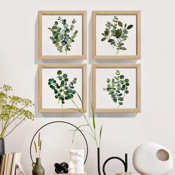 Quadro Decorativo  Folhas Botânico Boho Banheiro Cozinha Hall Sacada Área Moldura
