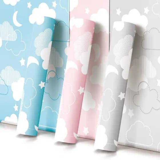 Papel de Parede Adesivo Infantil Menino Menina Bebê Quarto Nuvem Lavavel Vinilico Autocolante 10m