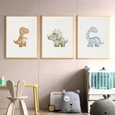 Quadro Decorativo Para Quarto infantil Neném Dino Dinossauro Quartinho de Bebê Barato Moldura