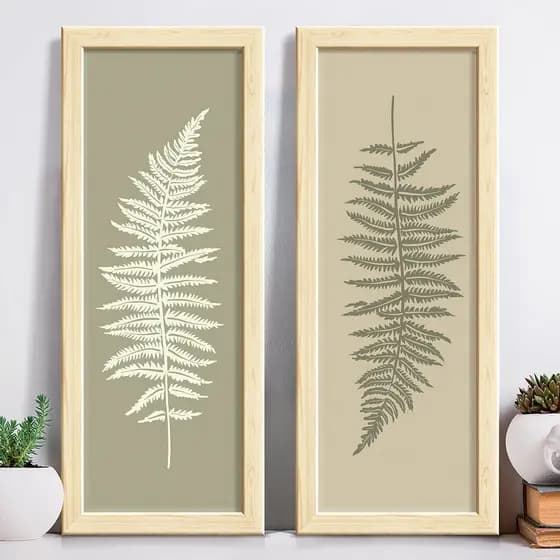 Quadro Decorativo de Parede Prateleira Folhas Secas Minimalista  Moderno com Moldura e Vidro Sala