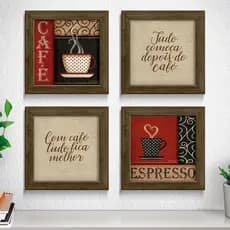 Quadro Decorativo Para Parede Cozinha Moldura e Vidro Cantinho do Café Cafeteria Restaurate